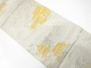 寺院風景模様織り出し　袋帯